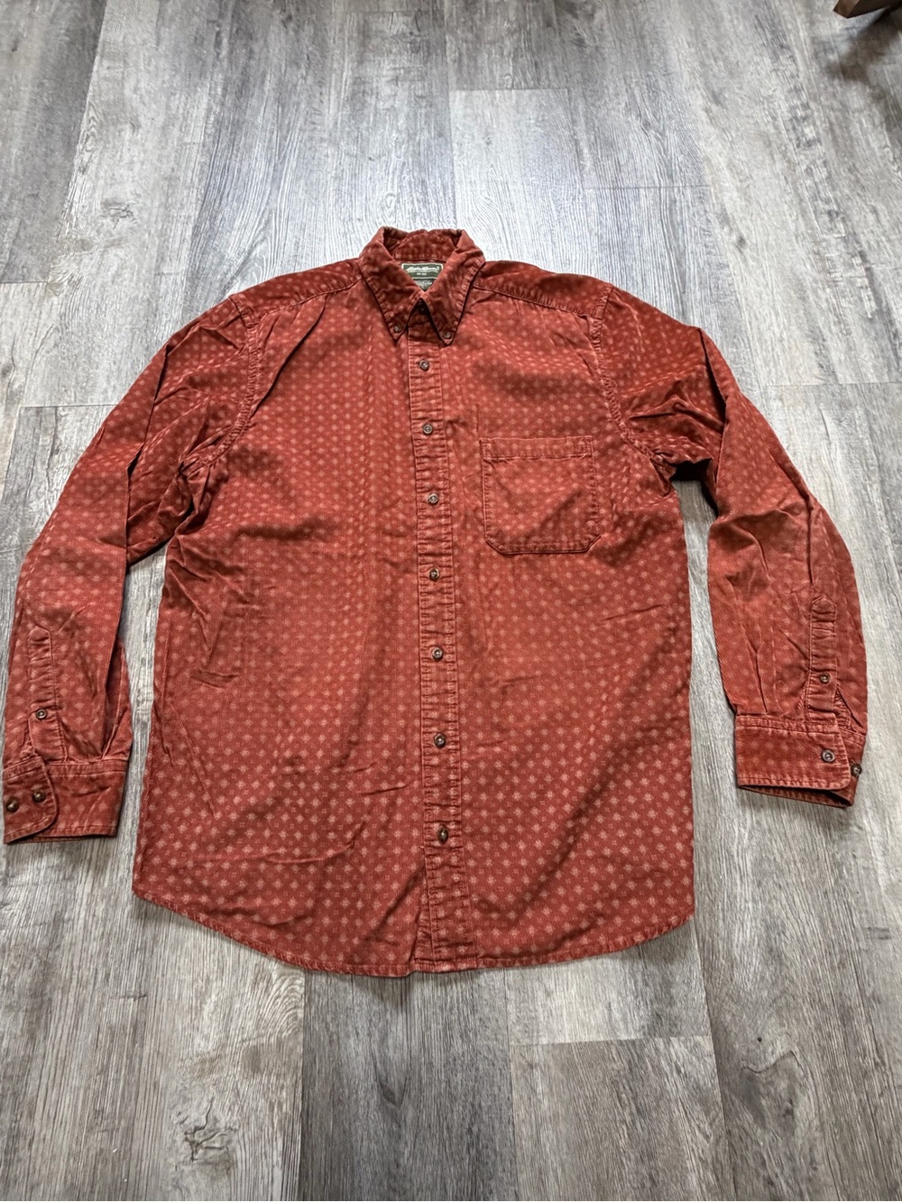 Eddie Bauer Y2K Men's Long-Sleeve Button-Up Shirt — Rust Red